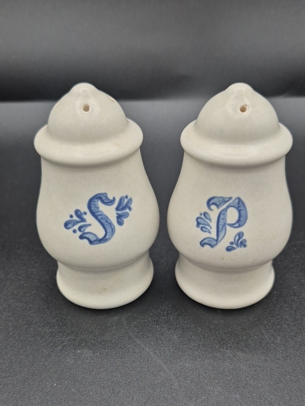 Pfaltzgraff Yorktown Stoneware S & P Salt and Pepper Shakers in Blue Floral
